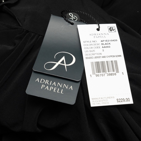 Adrianna Papell. Beaded Jersey & Chiffon Flutter Sleeve Gown. - Picture 7 of 14